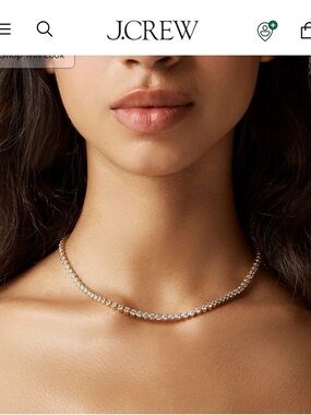 J. Crew Gold Crystal Tennis Necklace